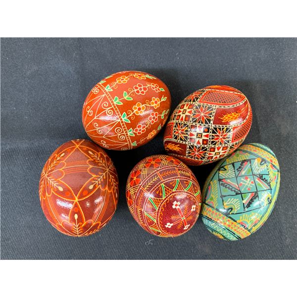 Lot of 5 Ukrainian Easter Eggs / Pysanky Hand Decorated Real Egg Holiday Collectibles