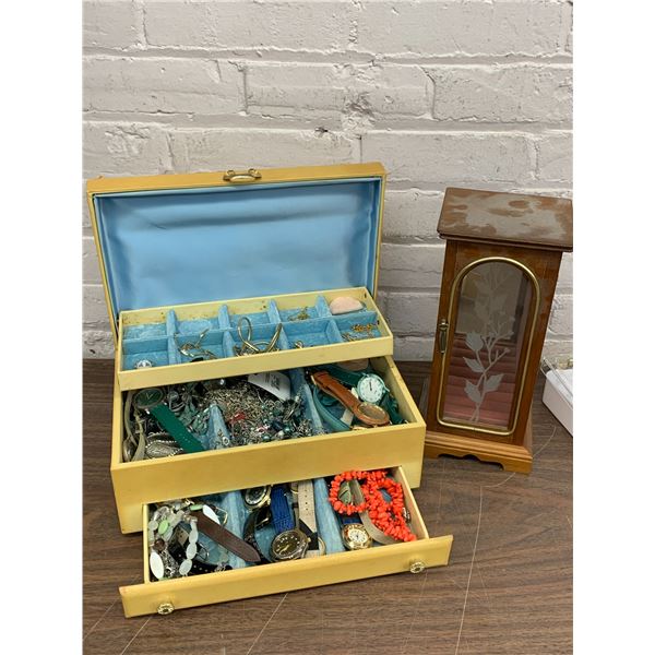 Jewellery Box Full of Costume Jewellery and Necklace Stand