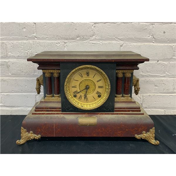 Antique Welch circa 1900 Mantle Clock with Presentation Plaque