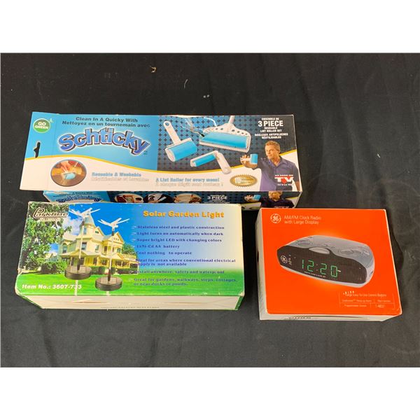Lot of 3 Alarm Clock, Shticky, Solar Garden Light