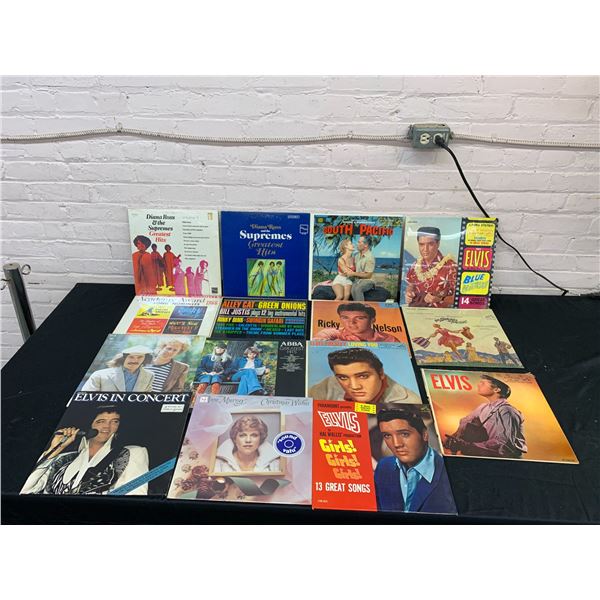 Lot of 15 Vinyl Records LPs Elvis, Ricky Nelson, Sound of Music, Supremes, Abba, Compilations, etc