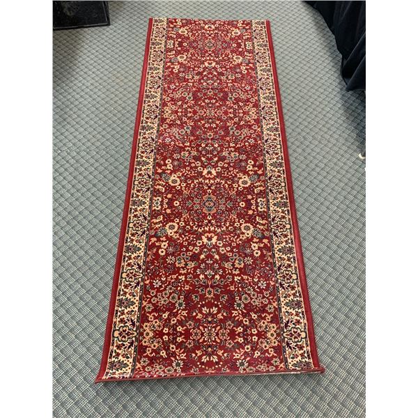 Vintage Floral Burgundy Hallway Runner Rug 8ft x 33"