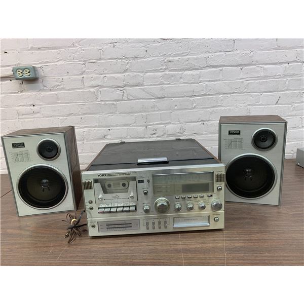 Yorx Cassette Tape 8-Track Console Turntable w Speakers Model M2680