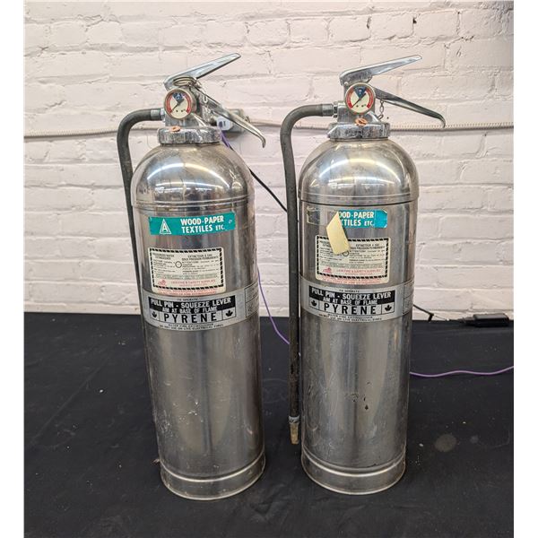 2 Vintage Chrome Fire Extinguishers *Empty
