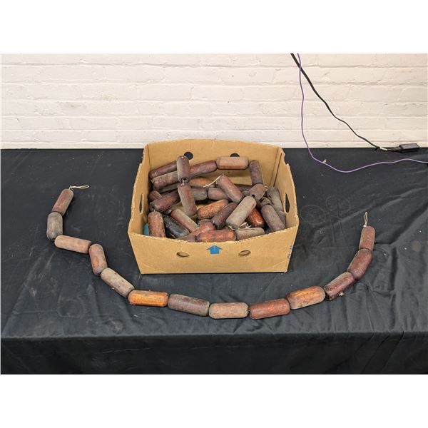 Box of Vintage Antique Wooden Buoys