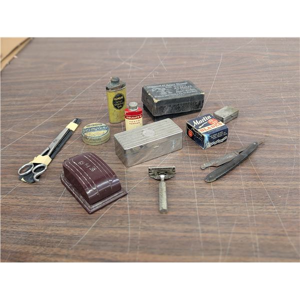Lot of Antique Razors Barbershop Related Items Gillette Marlin Howard Specialties