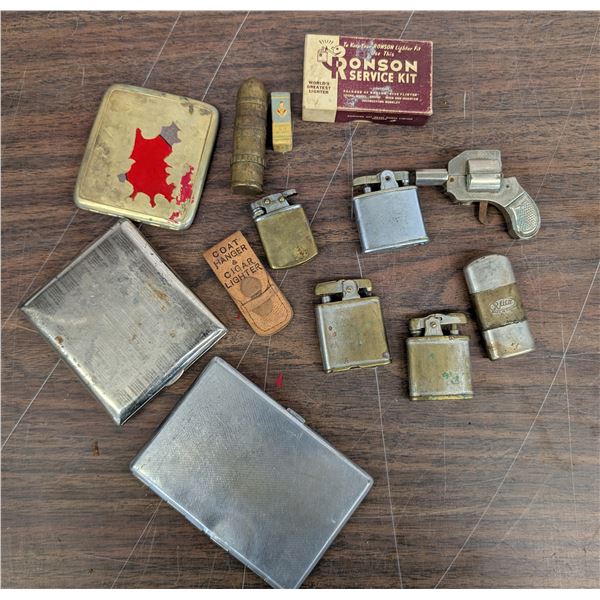 Lot of Vintage Lighters & Cigarette Cases