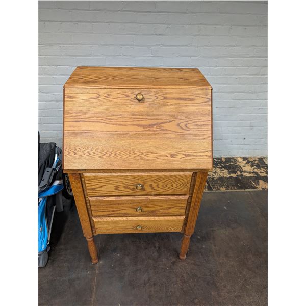 Oak Wooden Drop Down Secretary