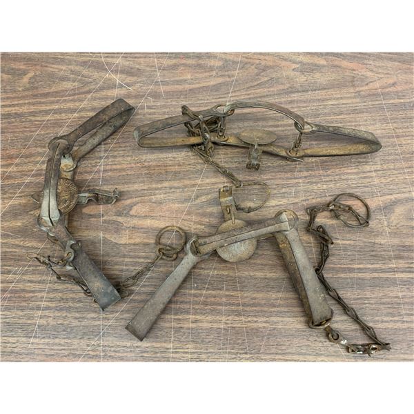 Lot of 3 Oneida 3 Antique Spring Leg Animal Traps