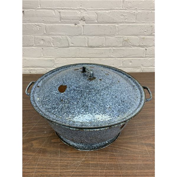 Speckled Graniteware Dough Rising Bowl, Vintage