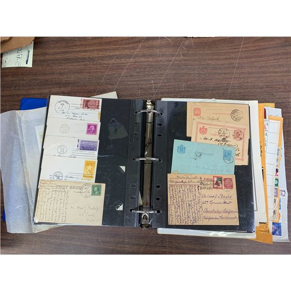 Binder of Misc Postage Related Ephemera / Clippings First Day Covers, Post Cards, Envelopes, Etc