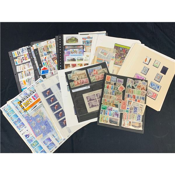 Stamp Sheet Pages, Assorted Vintage World Stamps