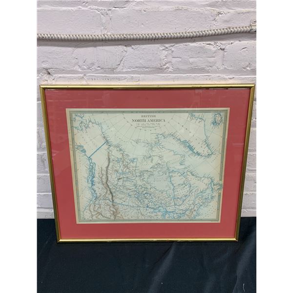 Antique Printed 1834 Map of Canada, Framed. "British North America"