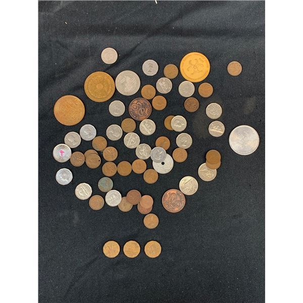 1940s 50s Canadian Nickels & Pennies, Various Tokens circa 70s, Copper Nickels WW2 Era, etc