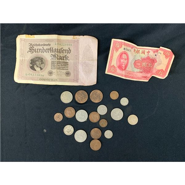 Lot of World Coins, 1920s to 50s & World Paper Money