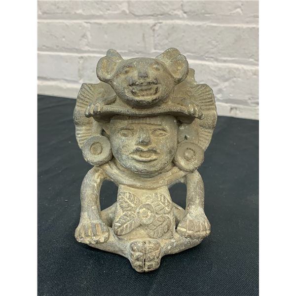 Pre Columbian Style Bat God Clay Figurine 6"