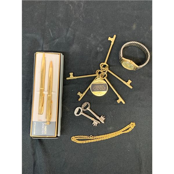 Skeleton Keys, Watch, Pen Set, Necklace