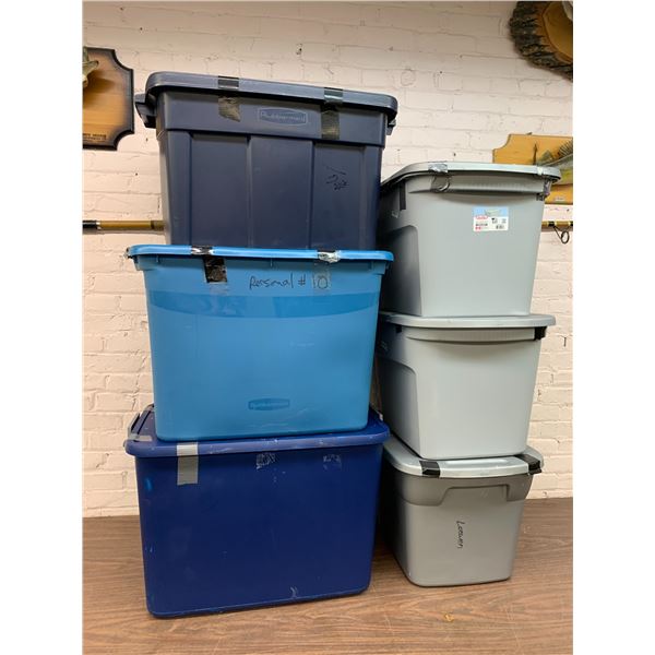 Lot of 6 Rubber Storage Totes / Bins