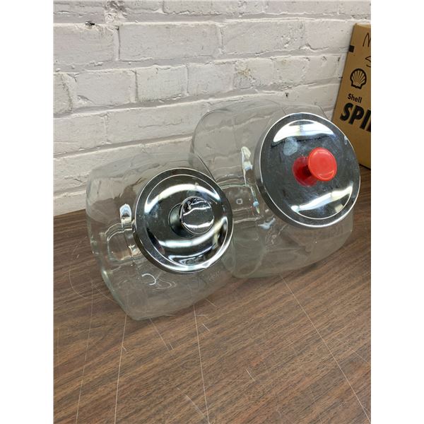 Pair of General Store Glass Canisters / Candy Jars