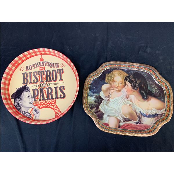 2 Vintage Tin Serving Trays