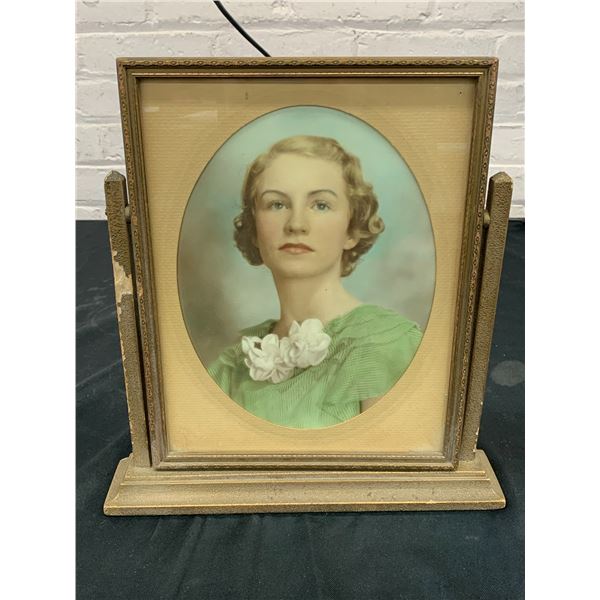 Vintage Antique Framed Portrait of Woman 13" x 11"