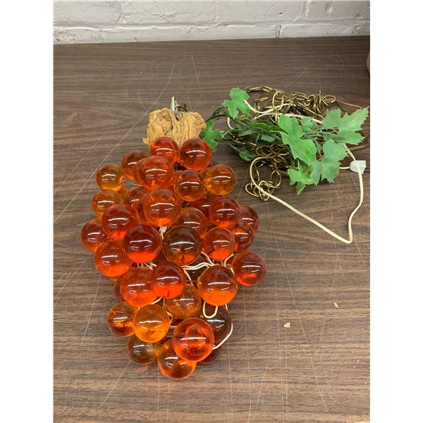 Vintage Lucite Grapes Orange Swag Chain Lamp *as is*