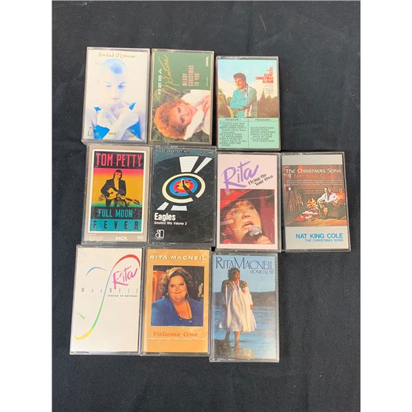 Lot of 10 Cassette Tapes Christmas, Eagles, Rita MacNeil, Sinead O'Connor, Tom Petty