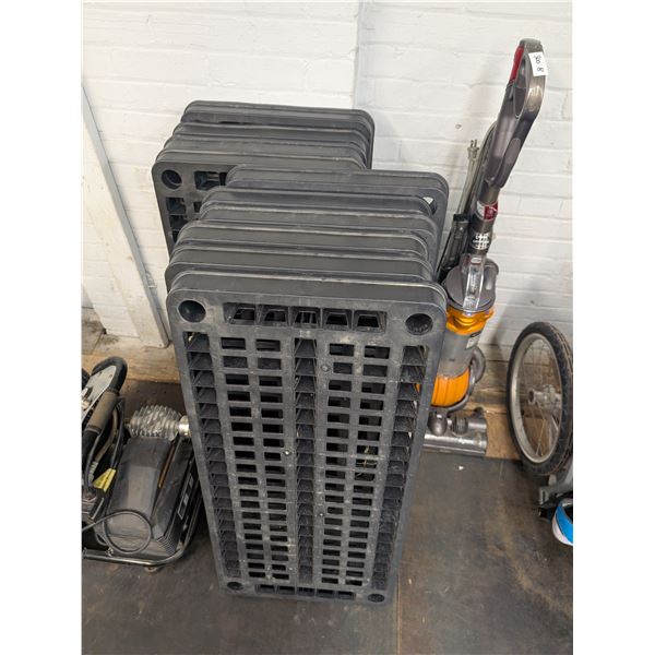 Lot of 2 5 Shelf Plastic Garage Storage Units plus Bin