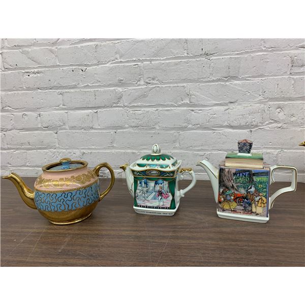 Lot of 3 Vintage Sadler Porcelain Tea Pots