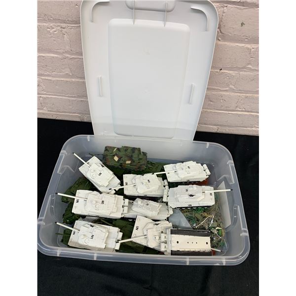 Bin of Military Tanks, Soldiers Models Miniatures