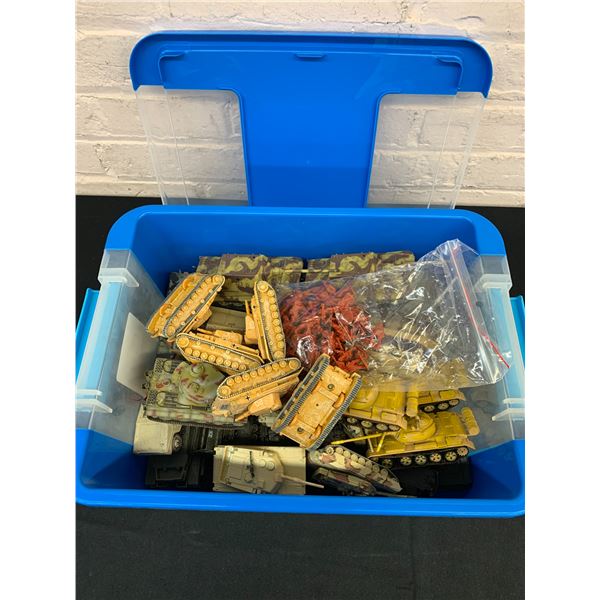Bin of Tanks and Soldier Miniatures Models Toys