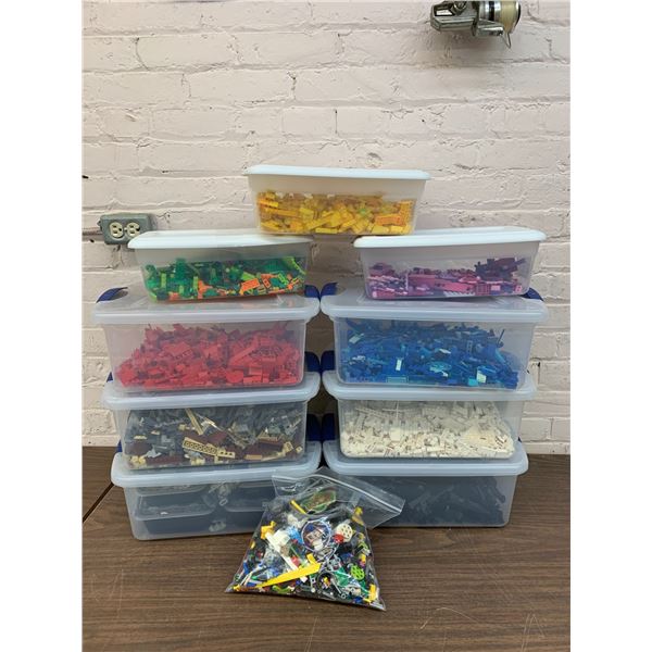 Lot of Colour Sorted LEGO Bricks (6 medium tubs, 3 small tubs)
