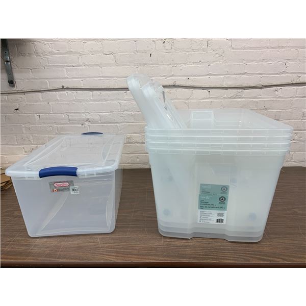5 Clear Storage Tubs with Lids Sterilite, Clarity