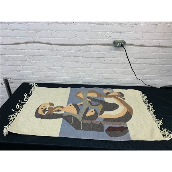Mexican Motif Fringed Rug / Mat 52" x 29"
