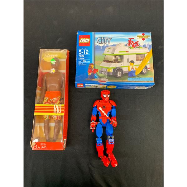 LEGO Camper, Spider-Man Figurine and Barbie Rio de Janeiro Male Doll
