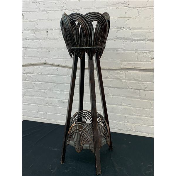 2-Tier Wooden Woven Arch Plant Stand 3ft tall
