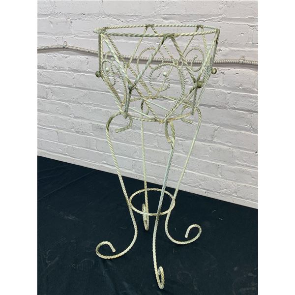 Metal Twisted Wire Plant Stand Painted White, 27" Tall 11" Diameter