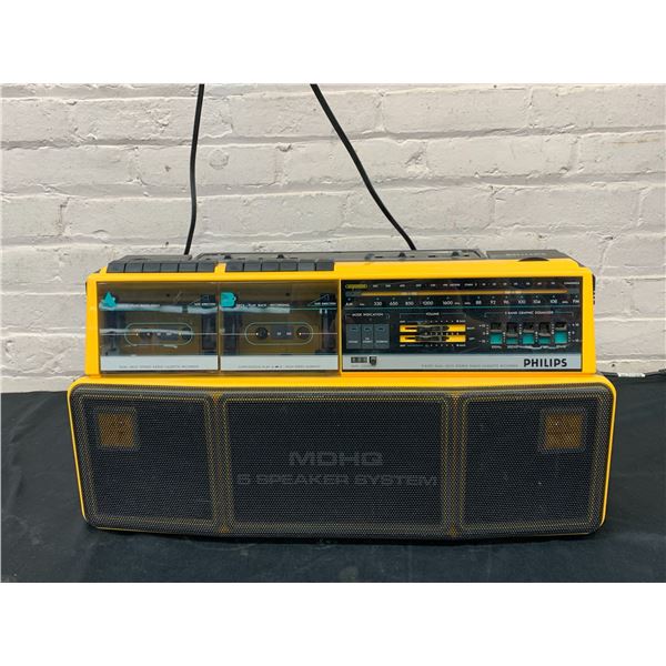 MDHQ Philips 5 Speaker System Boombox Tape Deck AM FM Stereo Radio