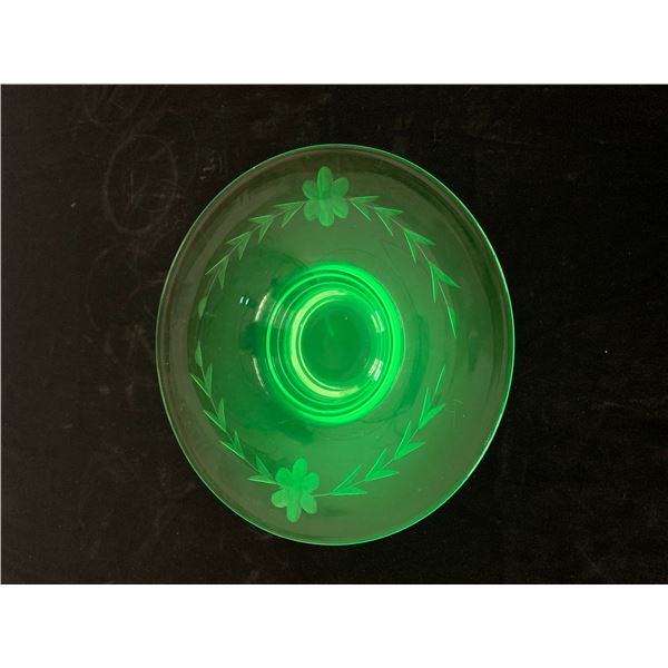 Uranium Glass Cornflower Serving Dish 11"
