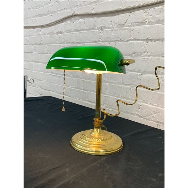 Gold & Green Bankers Lamp *works
