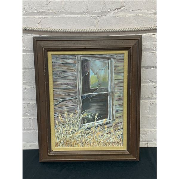 Framed, Artist Signed Original Painting "Broken Window" 17" x 21"