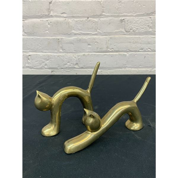 Pair of Small Brass Cats Figurines