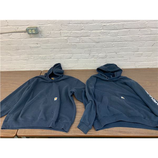 Lot of 2 Dark Blue Carhartt Pullover Hoodie Sweaters