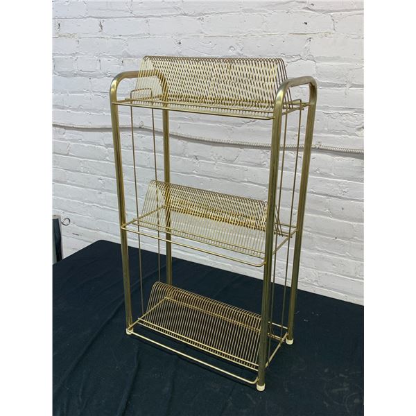 Gold Tone Metal Wire Record Holder 32" x 19" x 10"