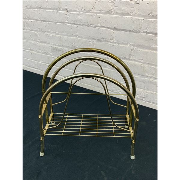 Gold Tone Wire Rack / Magazine Rack 17" x 14" x 7"