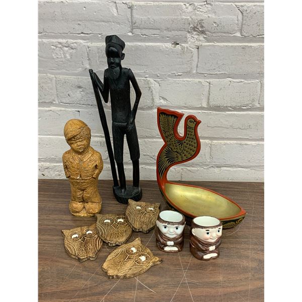 Lot of 9pcs Decorative Sculptures Figurines, Friar Boy Ceramic Pcs, Etc