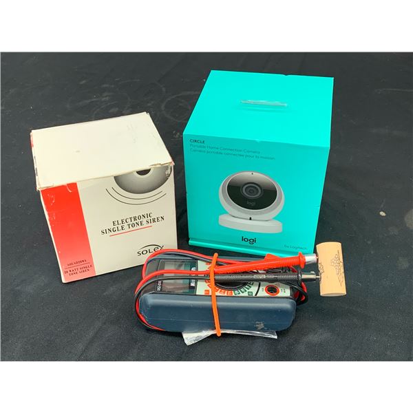 Lot of 3 logi Webcam, Electronic Single Tone Siren * Mastercraft Multimeter