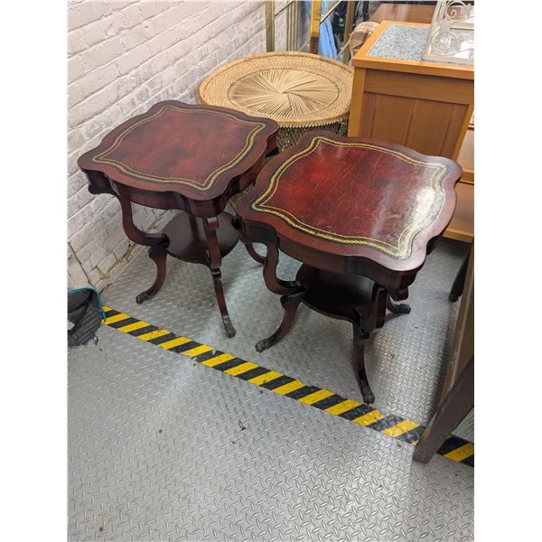 Pair of French Regency Style Two Tier End Tables Claw Foot