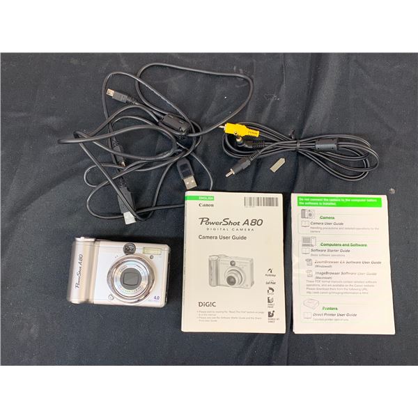 Canon PowerShot A80 Digital Camera w Cables