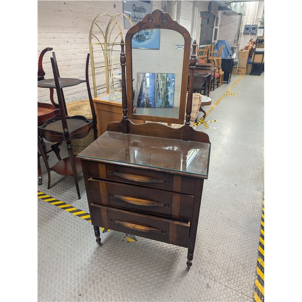Antique Vintage Wooden Dresser w/ Swivel Mirror